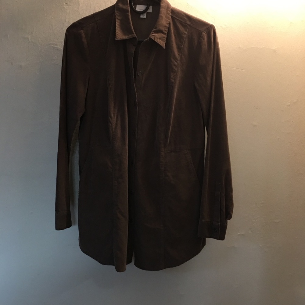 J Jill Corduroy Brown LS Button up Shirt XS